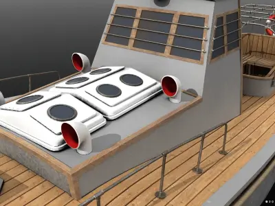 Japanese 11m 60Hp motor boat Low-poly 3D model