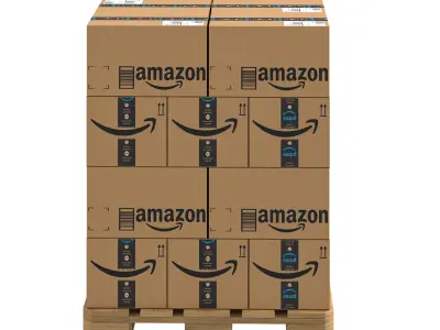 Amazon Cardboard Box with Pallet PBR 01 Low-poly 3D model
