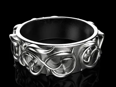 Pattern Ring Band Gothic Badass  Bikers Men Ring Model-ETS1 3D print model