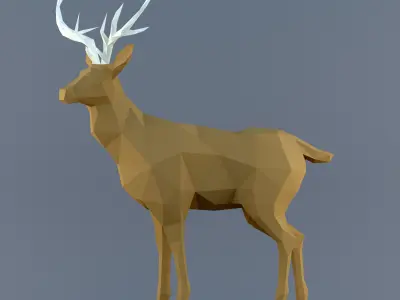 DeerLowpoly deer with antlers Low-poly 3D model