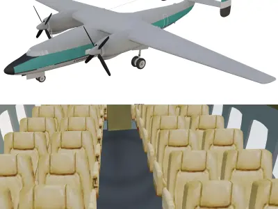 Twin Tail Passenger Aircraft Free 3D model