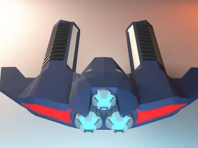 Low-poly spaceship with two blades Low-poly 3D model