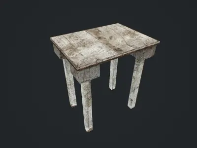 Old Table Low-poly 3D model 2