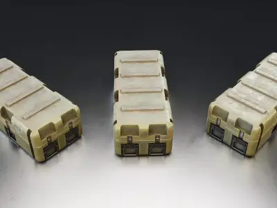 Military Equipment Transport Case Set Low-poly 3D model