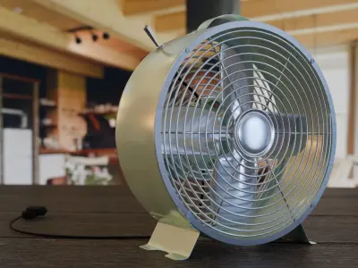 Ducted Industrial Desk Fan - high poly 3D model