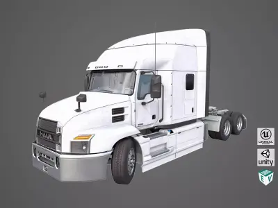 Heavy Truck Chassis 05 Generic White All PBR Unity UE Textures Low-poly 3D model