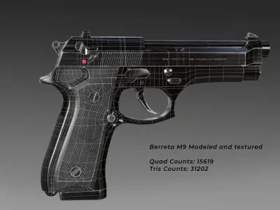 Berreta M9 Low-poly 3D model
