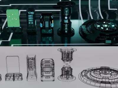 Sci-Fi Device Pack Low-poly 3D model