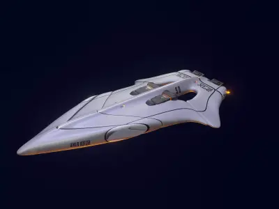 High tech sci-fi spaceship Low-poly 3D model