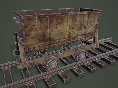 Mine Trolley PBR Low-poly 3D model
