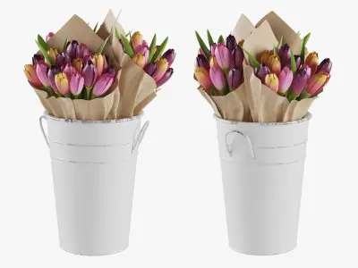 Flowers In Bucket 3D model