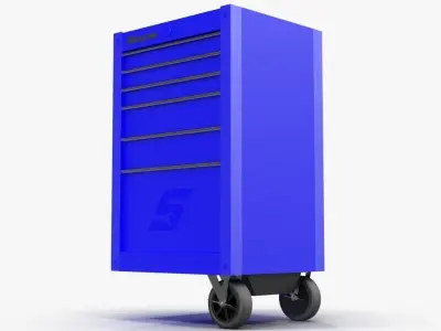 Tool Storage End Blue Low-poly 3D model