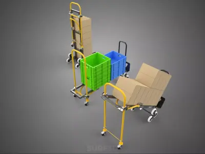 3 IN 1 STAIR CLIMBER CONVERTIBLE HAND TRUCK BOX CARDBOARD CRATE 3D model
