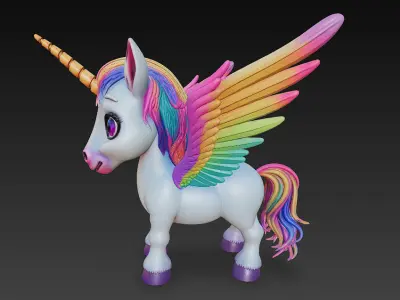 Unicorn Pony Rainbow Realistic 3D Model Basic - Low Poly Low-poly 3D model purchase