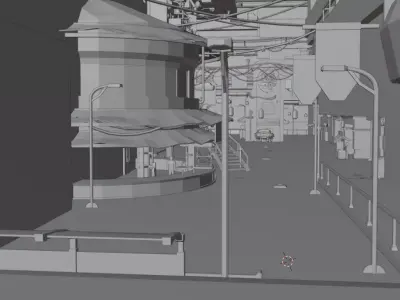 Cyberpunk City and Ford Mustang 3D model