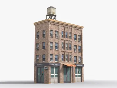 Apartment Building x14 Low-poly 3D model