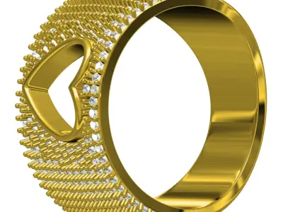 Antique Hollow Out Heart cocktail Ring for Women 3D print model
