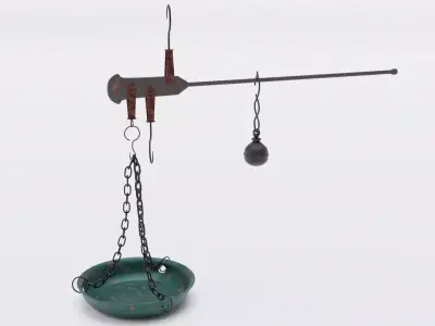 Steelyard metal bowl hanging on chain 3D model