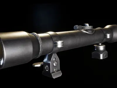 AAA Karabiner-98 Sniper Scope with mount Game Ready PBR Low-poly 3D model