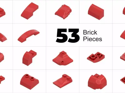 TwindBricks3D - 53 Bricks Slope Curved collection 3D print model