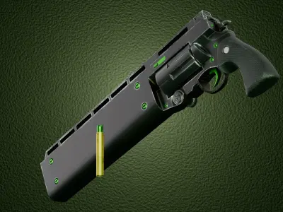 bulky revolver Low-poly 3D model