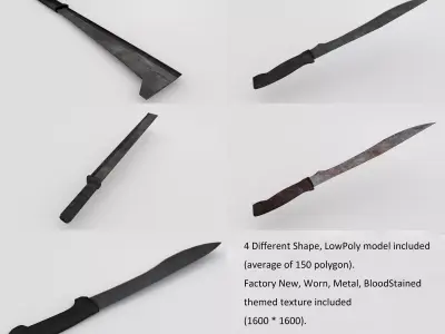 Multi-use Machete Pack Low-poly 3D model