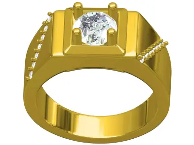 Antique Solitaire Ring for Men 3D print model