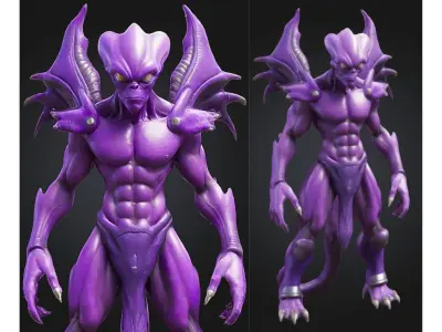 Stylized Alien Demon Creature Low-poly 3D model