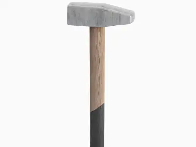 Wooden Industrial Hammer 01 Low-poly 3D model