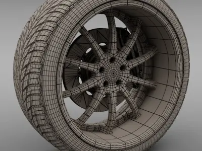 Savini Forged SV-26S Wheel and Tire 3D model