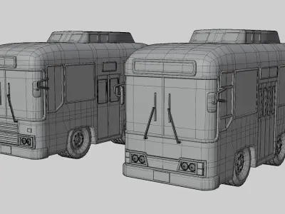 Classic Blue Thai bus cartoon 3D model 3D model