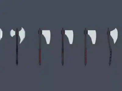 Battle axes Low-poly 3D model