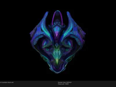 Low Poly Stylized Mystic Guardian Mask Low-poly 3D model