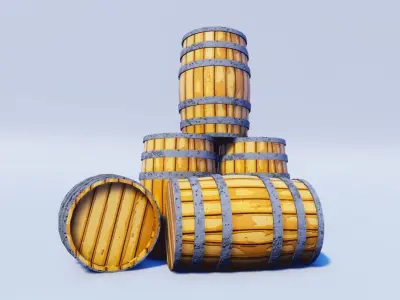 Cartoon Prop Essentials - Barrel Low-poly 3D model