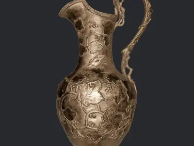 Low Poly PBR Pitcher Vase X 4 Textures  Silver Gold Bronze Iron  Low-poly 3D model