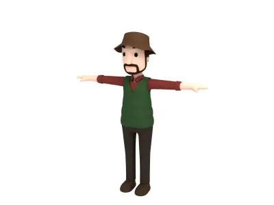 CartoonMan027 Camping Man 3D model