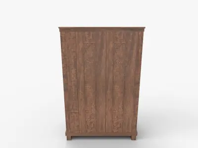 Tall Farmhouse Five Drawer Wood Dresser 3D model