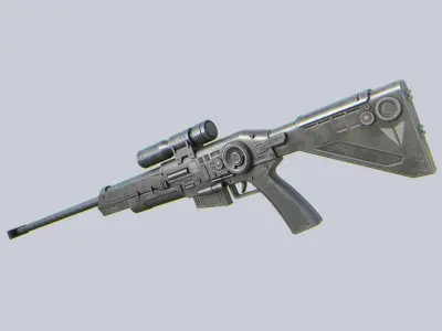 Scifi military gun Low-poly 3D model get