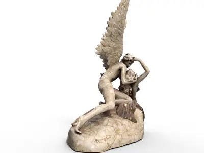 Lovers sculpture Low-poly 3D model