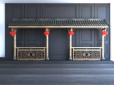 Chinese Entrance Frame With Lanterns 3D model