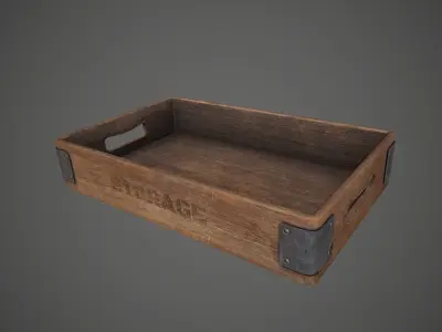 Storage Troy Box Wooden  Low-poly 3D model