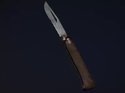 Bushcraft Survival Knife with Ring Lock - Animated Game-Ready  Low-poly 3D model
