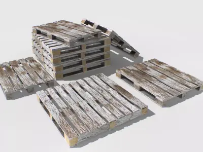 Industrial Wooden Pallet 7 Low-poly 3D model