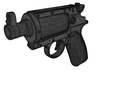 Steampunk SciFi Revolver Pistol 3D model