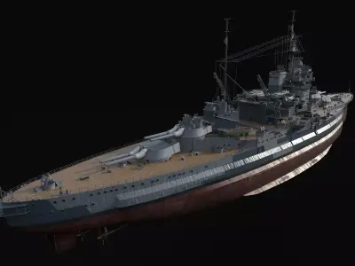 HMS Warspite gameready 3D model