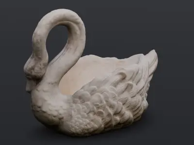 Swan Sculpture 3D Model  Low-poly 3D model