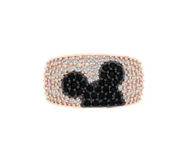 Disney Cartoon Mickey Mouse Face Wedding  Engagement Ring 3D print model
