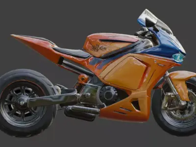 Futuristic Cartoon City Motorcycle 3D Model Low-poly 3D model