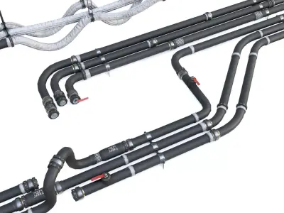 Modular Pipes - Sci-Fi Painted Black Low-poly 3D model