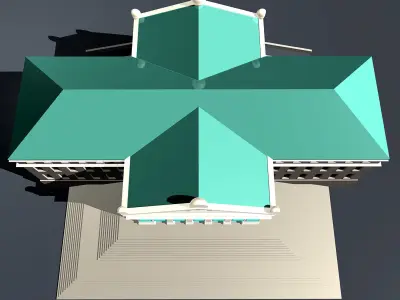 Museum building with steps and roof 3D model
